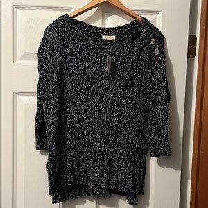Lucky Brand Off-Shoulder Black and White Sweater